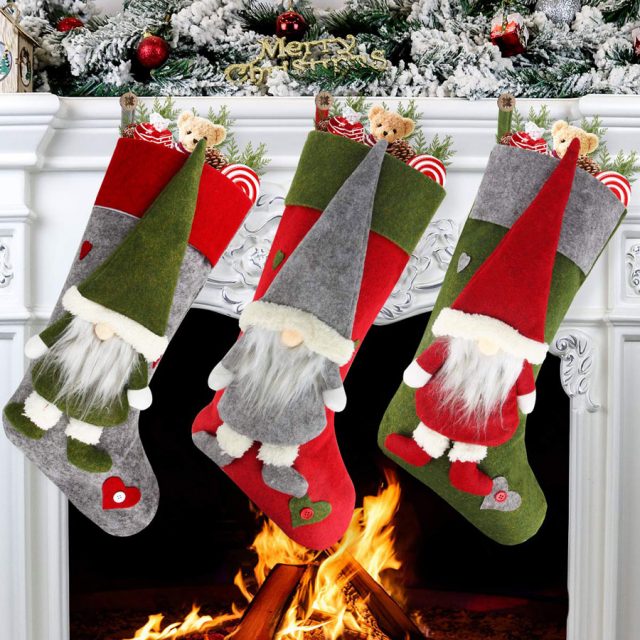 Aiduy 3-Pack Plush Swedish Gnome Christmas Stocking